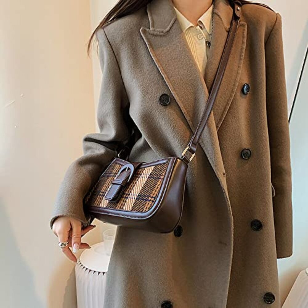 Houndstooth Checkered Pattern Shoulder Bag Cresce… - image 6